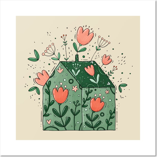 Blooming house Wall Art by Tania Tania